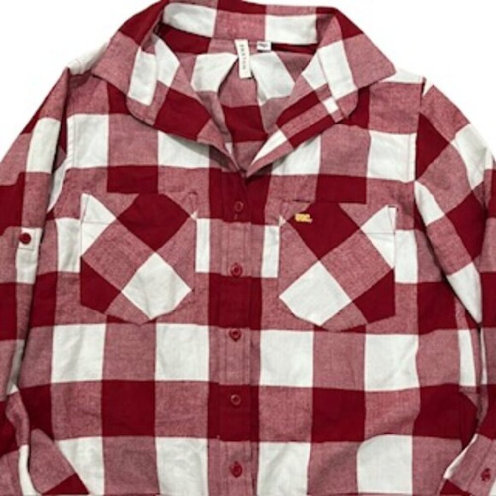 USC Trojan Red Plaid Paxton Long Sleeve Flannel Shirt Women Size‎ Small